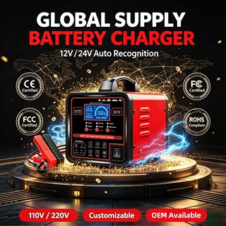 汽车电瓶充电器纯铜大功率12V24V欧规英规美规澳规货车充电机厂家
