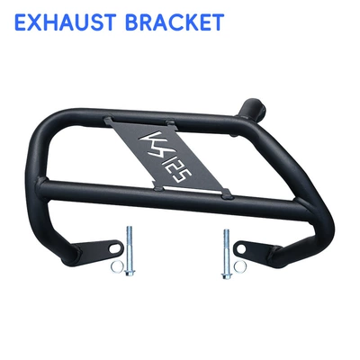 Motorcycle bumper, crash guards, front and rear - black-carbon-steel-exhaust-bar