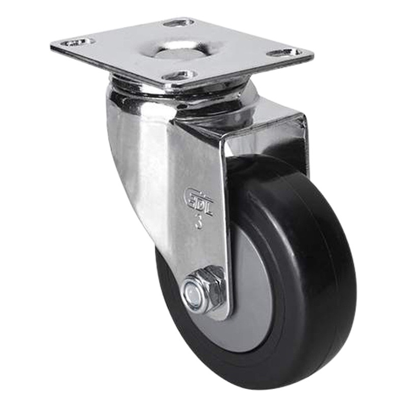 Rueda Giratoria Ligera Cromada de Poliuretano de 2.5, 3 y 4 Pulgadas, Direccional con Freno, para Carritos