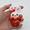 Knitted crochet, rabbit, pendant handmade, handle, woven wallet, the year of the Rabbit