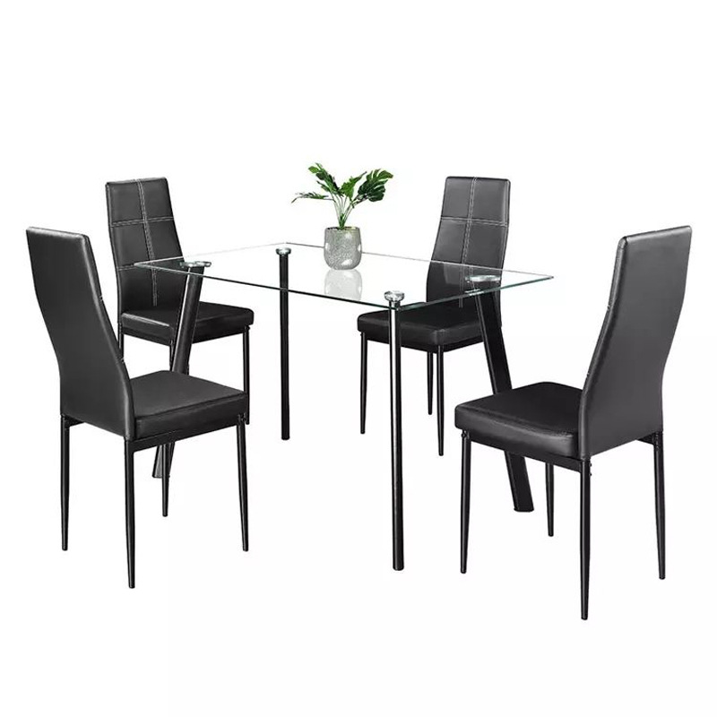 Mesa de comedor de vidrio largo de exportación transfronteriza sala de estar doméstica de 4 personas 6 personas mesa de comedor de vidrio templado rectangular de comercio exterior