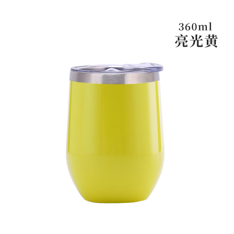 Taza de cáscara de huevo de 12oz transfronteriza regalo de doble capa de acero inoxidable copa de vino tinto taza de vientre grande aislamiento al vacío en forma de U swig pollo