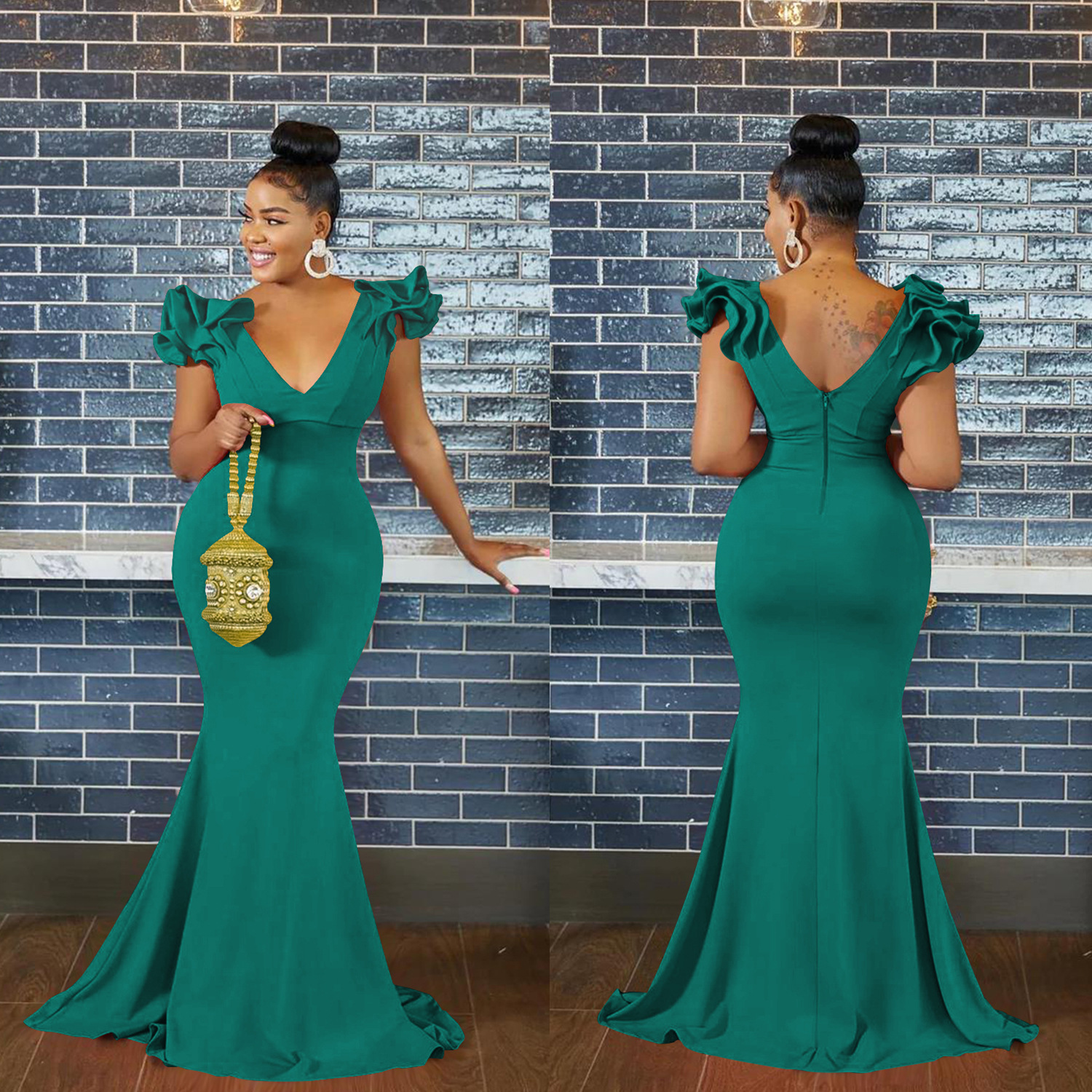 X6078 transfronteriza AliExpress Amazon Europa y América de las mujeres de la moda de color sólido con cuello en V vestido sin mangas de hombro vestido de flores de las mujeres image 3