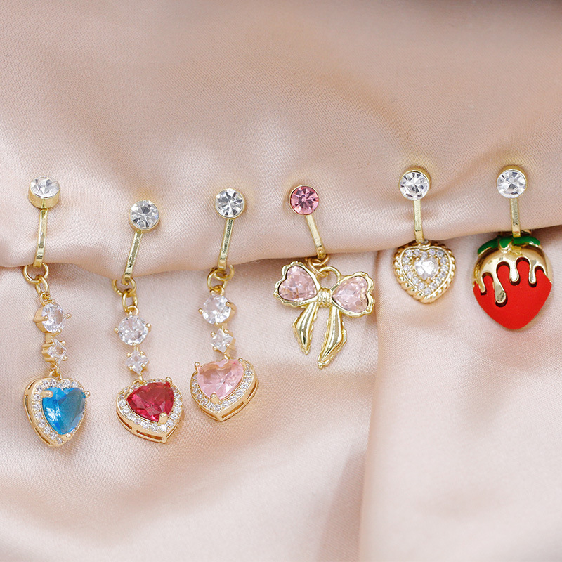 Heart Pendant European And American Heart-Shaped Earrings Light Luxury High-End Rings Wholesale Navel Studs Titanium_voghion.com
