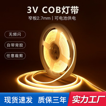 跨境爆款现货灯带批发超窄2.7mm低电压3V/480灯装饰氛围COB灯带