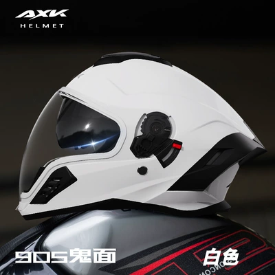 Foreign Trade Motorcycle Helmet for Men Motosiklet kaskı (dəbilqə) - foreign-trade-version-905-bright-white-double-mirror-drinking-water-full-face-helmet