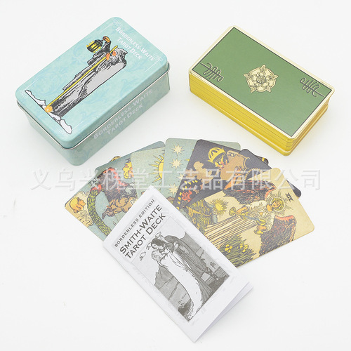 Iron Box Tarot Card Set Card Board Game English Bronzing Playing Card Oracle Cavett Paper Manual Waite