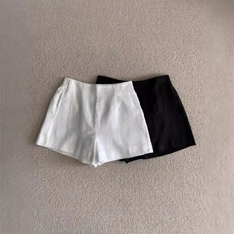 Summer bi in!!! Linen Fabric Wake-up Closet Simple Two-color All-match Shorts Women Summer New
