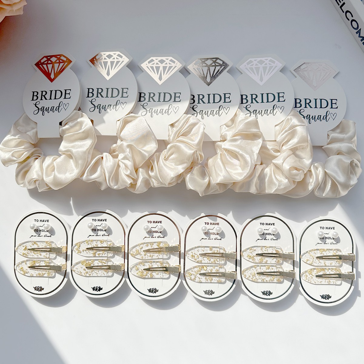 跨境平台电商热卖款金箔发夹，婚礼卡纸，婚礼发圈适合派对的发饰