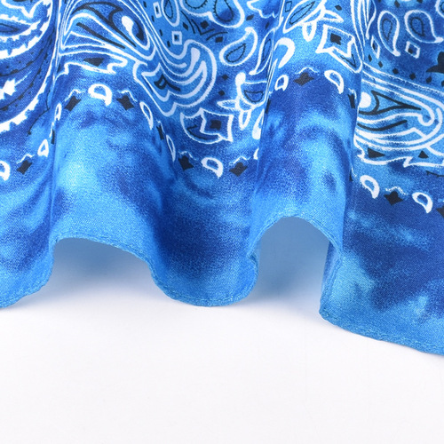 Spring and Summer Korean Version Polyester 53cm*53cm Small Square Ribbon Headband with Cashew Tie-Dye Scarf for Women