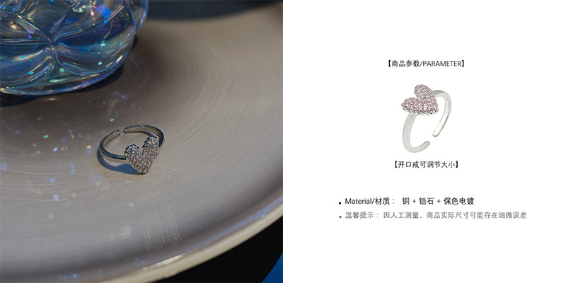 Fashion Geometric Copper Inlay Zircon Open Ring 1 Piece