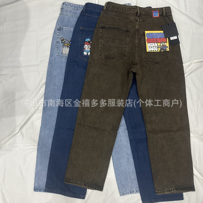 Foreign Trade Denim Skateboard Pants Polar Embroidered Vintage American Jeans Loose Pants Skateboard Jeans Men