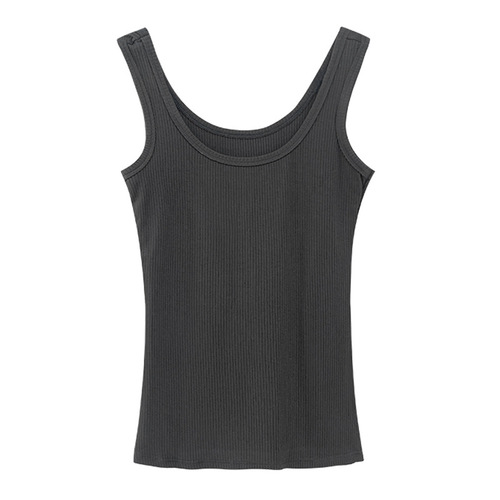 High elastic cotton U-neck tight sexy sports bottoming vest for women summer outer wear hot girl slim sleeveless suspender top