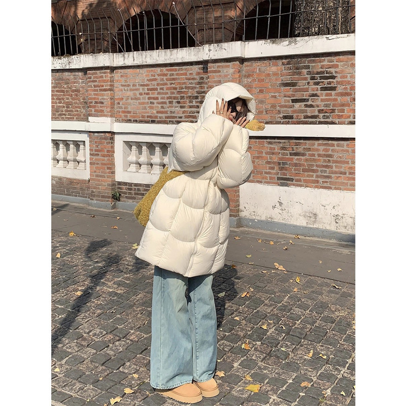 Cloud Puff White Duck down Jacket Women's Winter New Mid-Length High-Quality Good-Looking White Bread Jacket Cloud Puff White Duck down Jacket Women's Winter New Mid-Length High-Quality Good-Looking White Bread Jacket