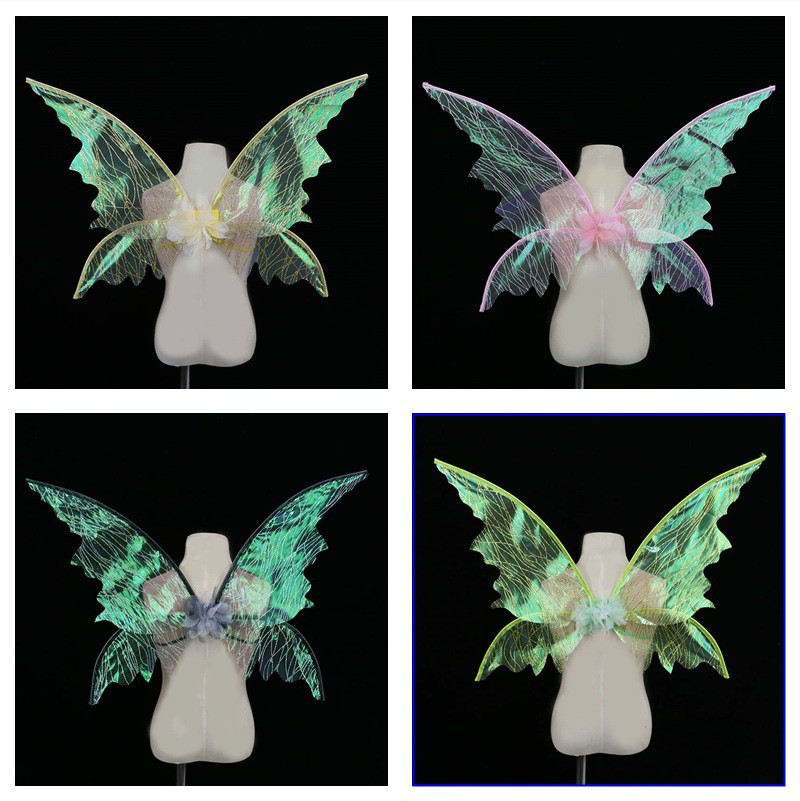 Popular Cross-Border Amazon Holiday Party Performance Props Fairy Bronzing Colorful Butterfly Wings Elf Wings