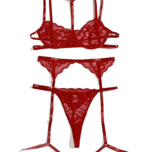 Lencería sexy europea y americana, pecho pequeño, provocación de tres puntos, perspectiva, tentación, pijama de cama, traje de pasión con acero