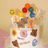 Korean INS romantic Su Niho Rain Silk Flower Bamboo Pick Birthday Cake Plug -in Little Bear Decoration Access accessory