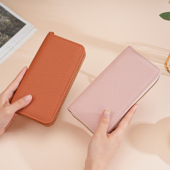 熱転写加工クロスボーダー財布レディースロングソリッドカラー財布ファッション携帯電話バッグ大容量ジッパークラッチバッグ