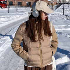 外贸棉服2025年秋冬新款洋气棉衣修身短款棉袄欧美风拼接夹克外套