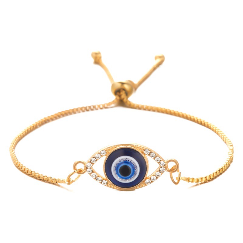 European and American Hot-Selling New Hollow Eye Bracelet Devil's Eye Diamond Pull Bracelet Fashionable Blue Eye Bracelet