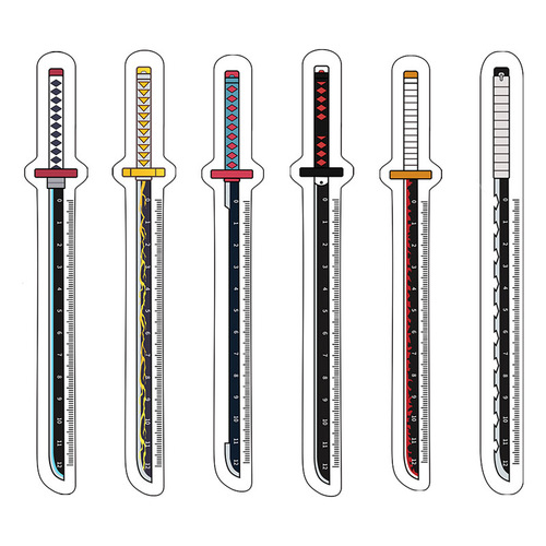 Wholesale acrylic rulers featuring Zenitsu and Nezuko-themed anime and manga weapon models and stationery items