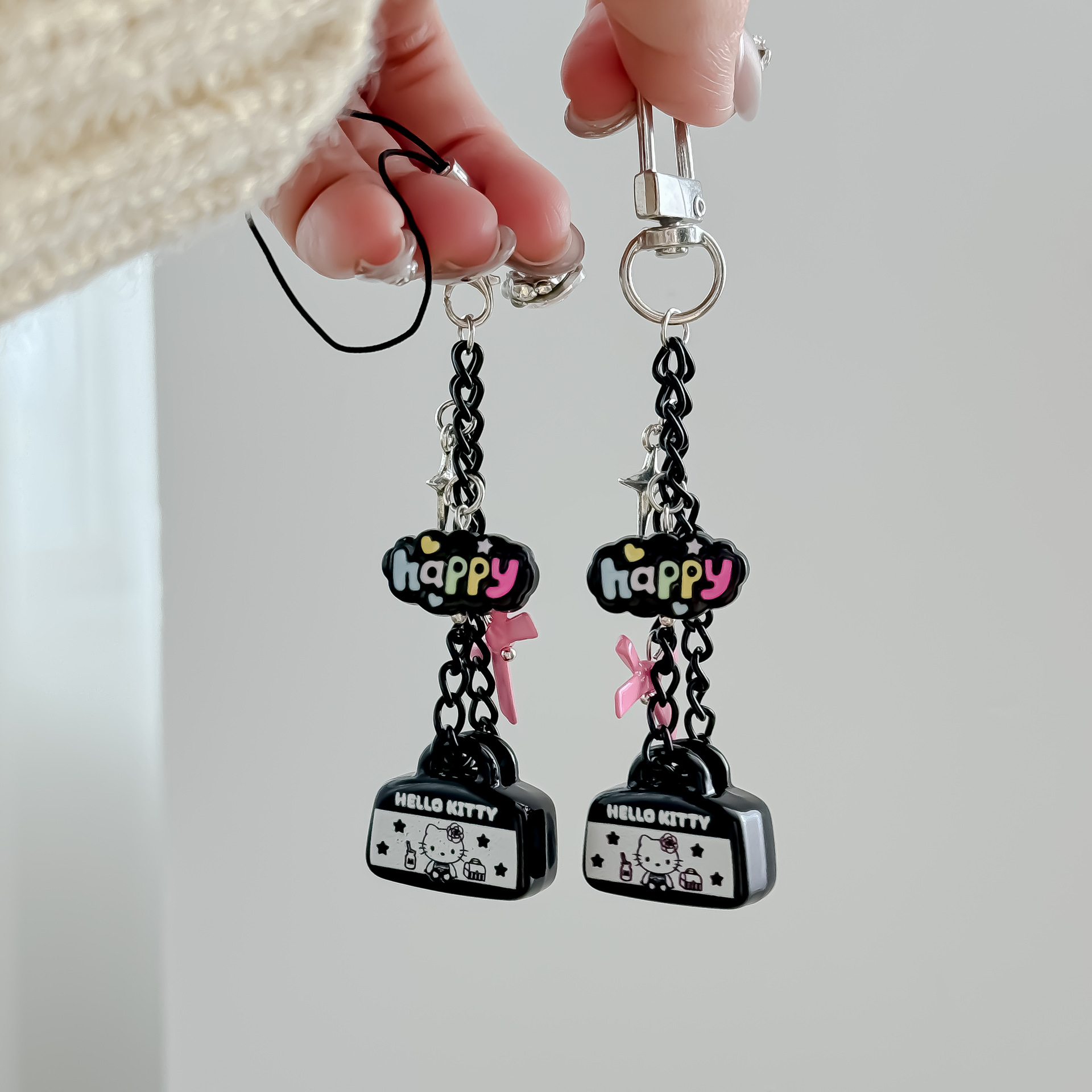 Point color original sweet cool hot girl mobile phone chain personality ccd camera chain key chain KT cat bag pendant