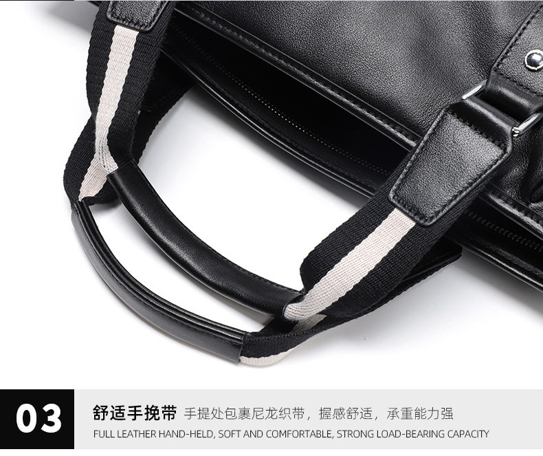 Túi xách tay nam da bò lớp đầu 15.6 inch dạng cặp công sở 39×7.5×28 cm — Màu đen chi tiết 20