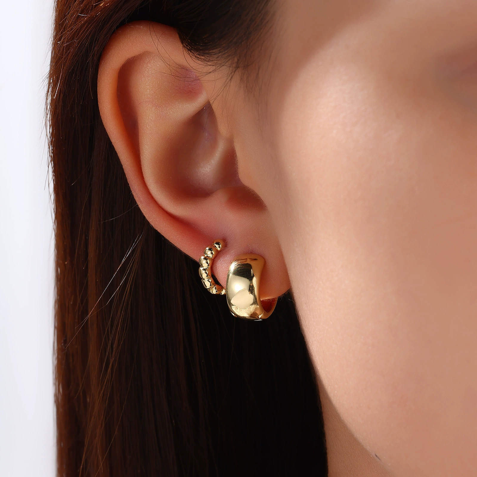 Медно-цинковый? Wait: copper zirconium earrings ear clips set European style high-quality style 3 piece set