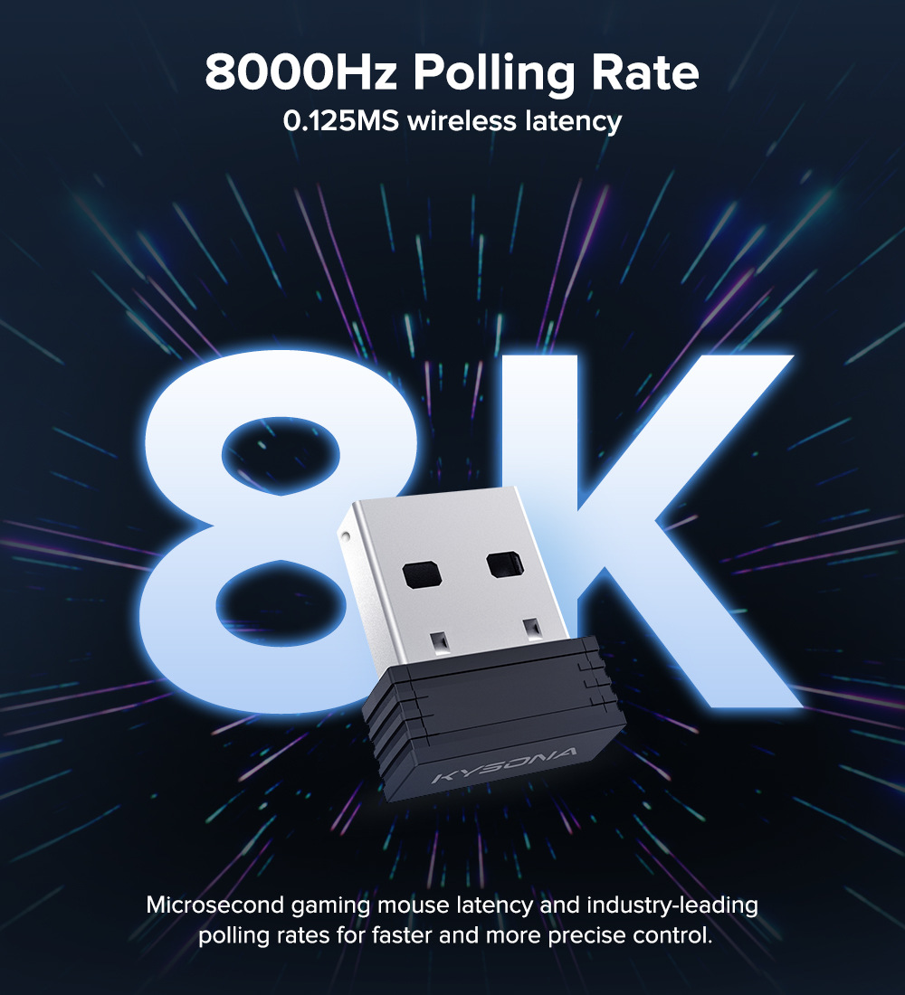 Carefully Selected KYSONA M617 Gaming Mouse Lightweight 8K Return Rate Professional E-sports PAW3395_voghion.com