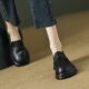 Genuine Leather Black British Style Small Leather Shoes Women's Thick-soled Loafers 2024 Autumn New All-match Slip-on Single-layer Shoes