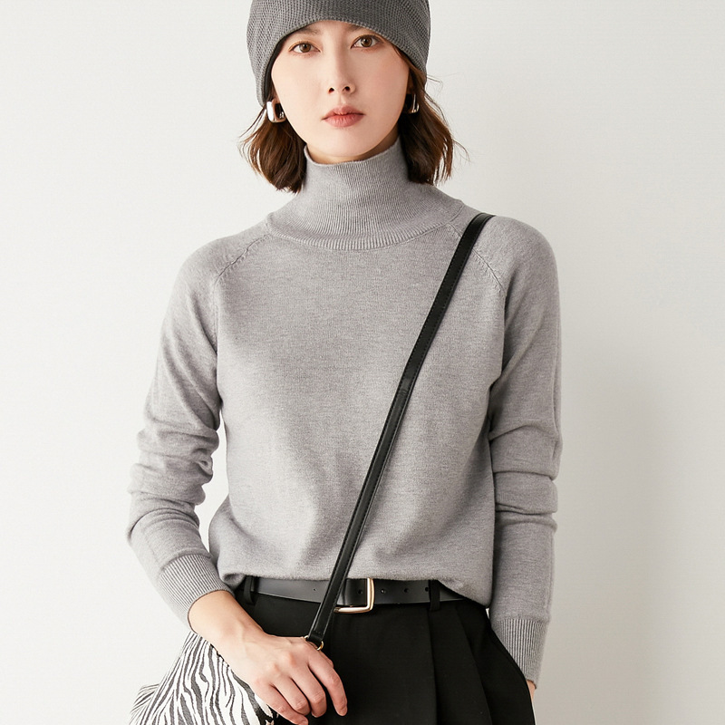 Autumn and Winter New High Collar Turtleneck Base Sweater Women's Long-sleeved Sweater Short Inner High Collar Short Sweater Trendy Autumn and Winter New High Collar Turtleneck Base Sweater Women's Long-sleeved Sweater Short Inner High Collar Short Sweater Trendy