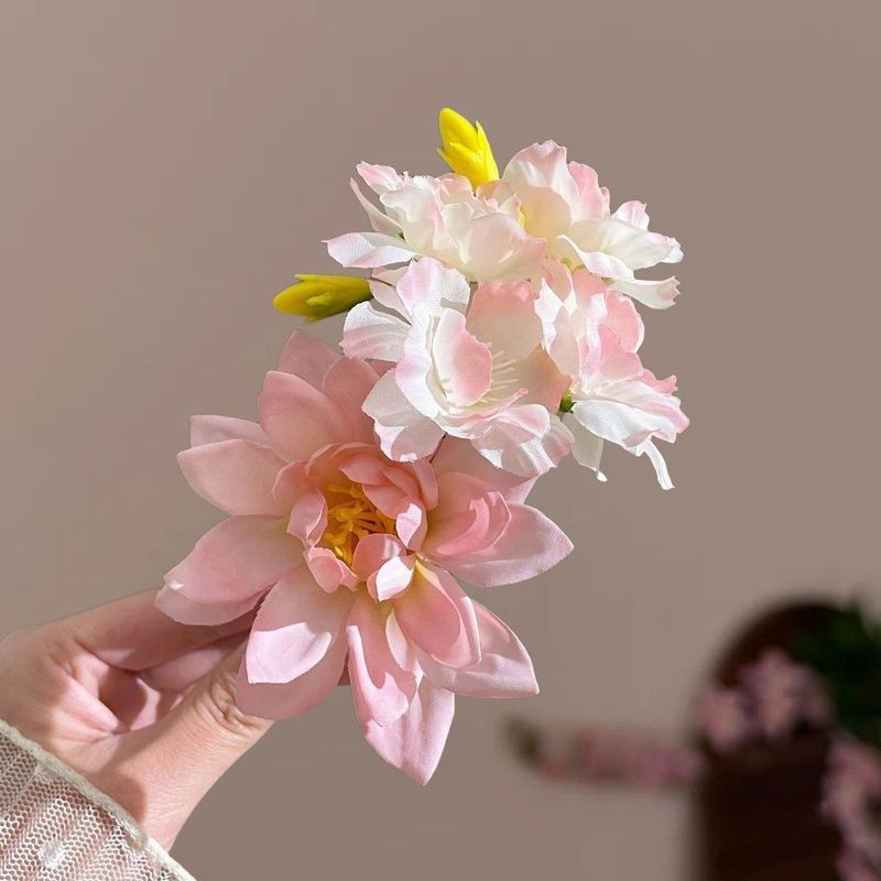 超仙唯美玫瑰花发饰仿真花夹海边度假风抓夹拍照绝美半扎发鲨鱼夹|undefined
