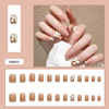 Removable fake nails, nail stickers for nails with bow for manicure, ready-made product, french style