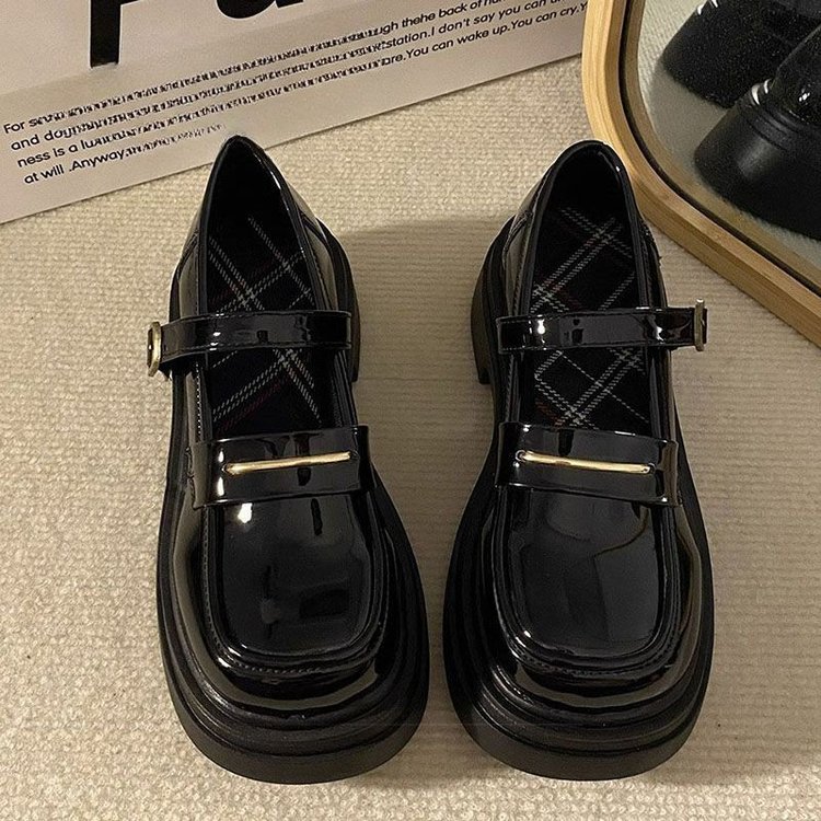 Demi-season universal Japanese black Mary Jane shoes platform English style, french style, British style, JK style (Japanese school style)