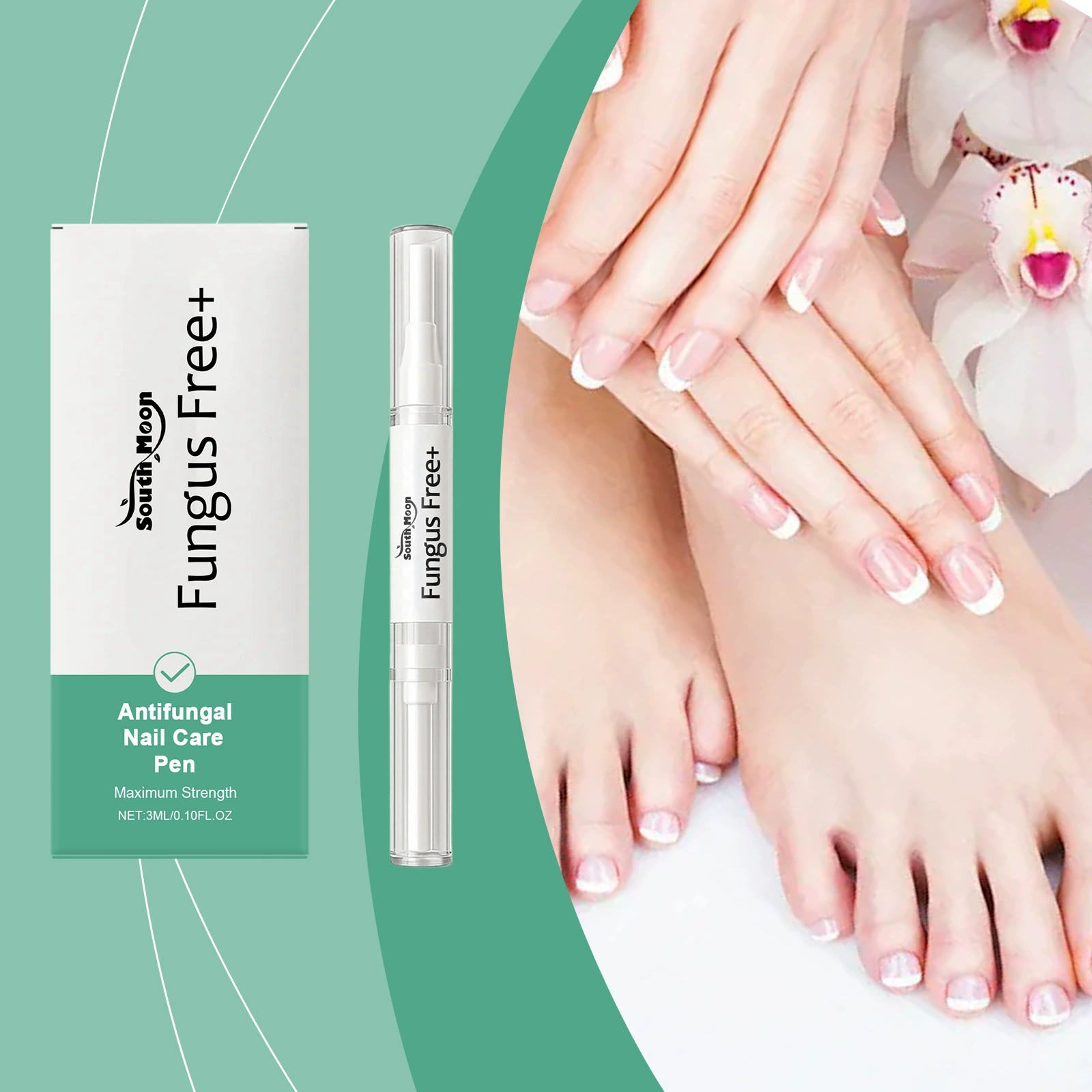 Ручка для ухода за ногтями South Moon Nail Care Pen для рук и ног, очищающая, с эффектом блеска, для ежедневного ухода за мягкими ногтями