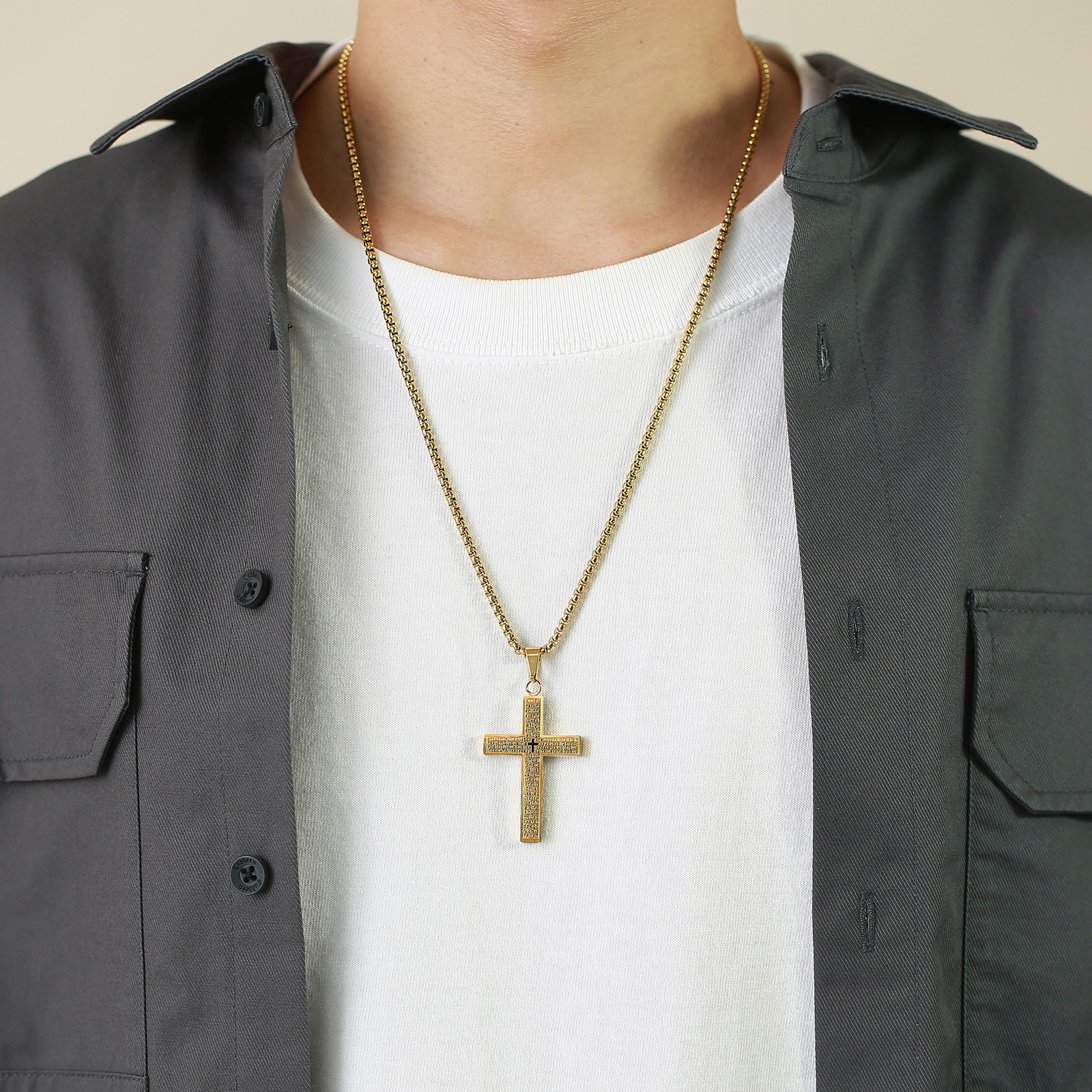 Simple Style Cross Titanium Steel Pendant Necklace Plating Stainless Steel Necklaces