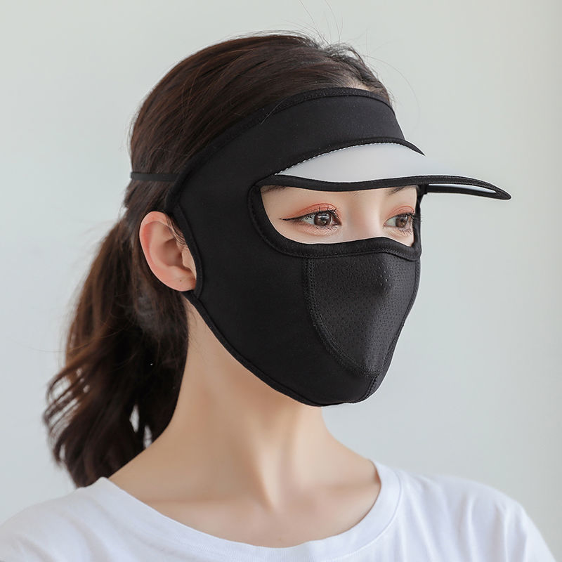 Ice Silk Sun Mask Women's summer thin breathable protection full face sun mask riding shade UV protection mask