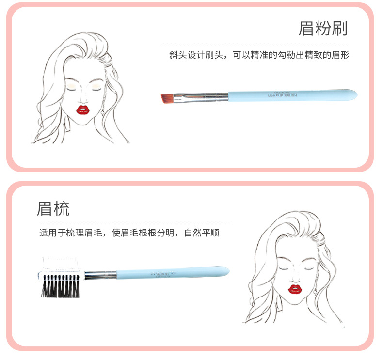LMLTOP 5-brush makeup set, portable makeup set, brush beauty makeup tool, makeup accessory L0780 undefined