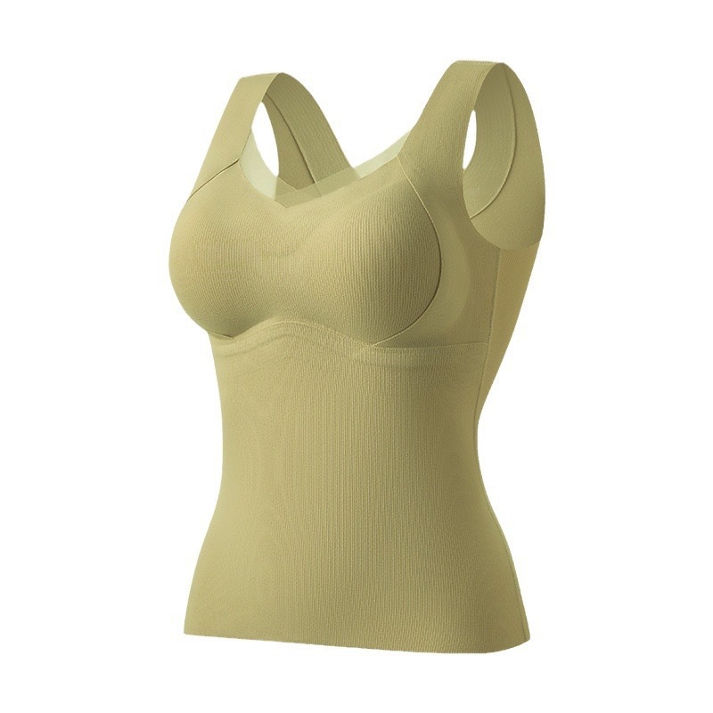 Otoño e invierno nueva ropa interior térmica de Cachemira catiónica cuello V engrosado sin marcas sujetador tropical chaleco termostático mujer