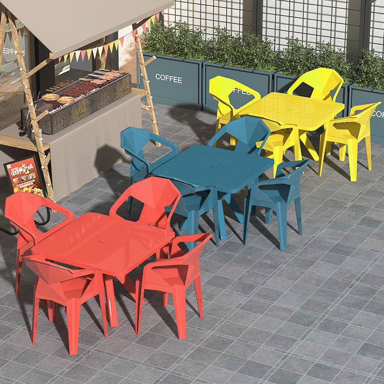 Thickened Plastic Table and Chair Combination Set Armchair Backrest Chair Dining Table Set Outdoor Table Balcony Beach Courtyard