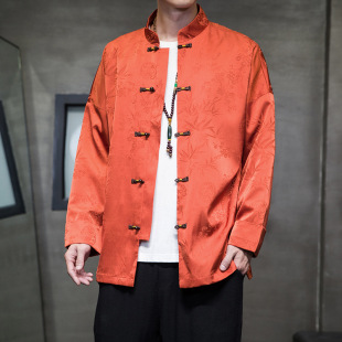 2023 autumn and winter New Chinese style men's clothing Chinese retro ice silk Tang suit Hanfu plus size trendy jacket coat for men