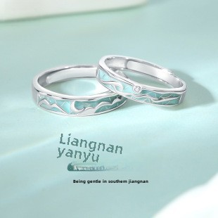 Mobius Couple Ring Sterling Silver Niche Design Adjustable Open Ring_voghion.com