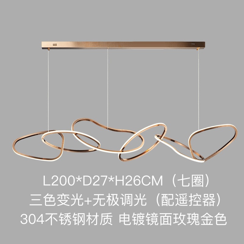 Candelabro de restaurante, barra de bar creativa de lujo ligero, sala de estar personalizada, estilo nórdico minimalista, círculo de acero inoxidable, arte, lámpara de forma especial