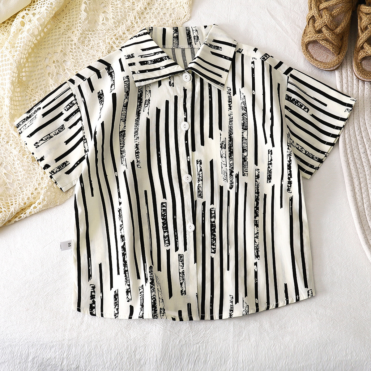 Camisas para niños verano algodón nuevo estilo niño coreano camisa de bebé de manga corta floral top para niños ropa para niños al por mayor