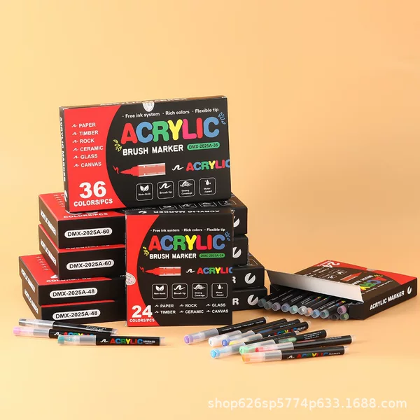 Cross-Border Wholesale Direct Liquid Acrylic Markers, Soft-Tip Watercolor Pens, Student Graffiti Pen Set, Waterproof and Non-Bleeding