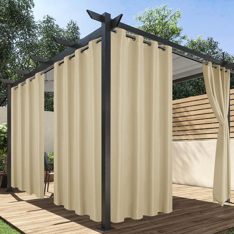 Outdoor Waterproof Curtains for Privacy Protection and Light Filtering, Oxford Cloth Curtains for Porch and Gazebo, Rainproof Cross-Border Rain Curtains
