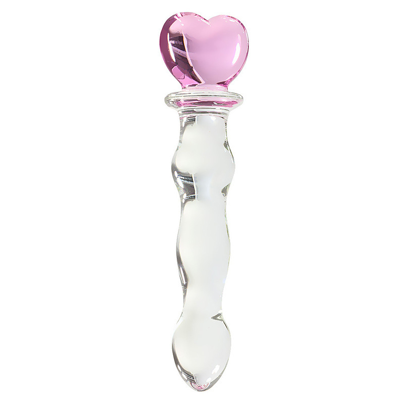 Crystal Glass Dildo Wand, Transparent Heart-Key Design, Smooth Adult Massage Stick — detail image 2