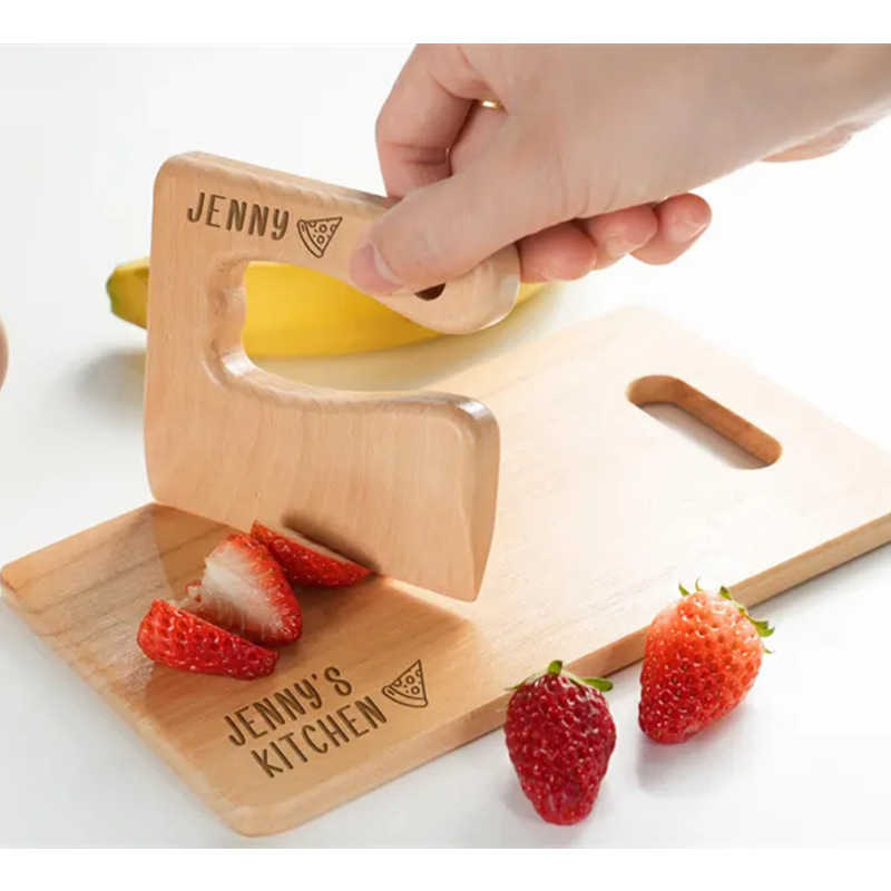 Wooden Kitchen Kidsren's Tools Beech Kidsren's Tools Cutting Fruit and Vegetable Chopping Board Kidsren's Wooden Knife Wooden Chopping Board Set