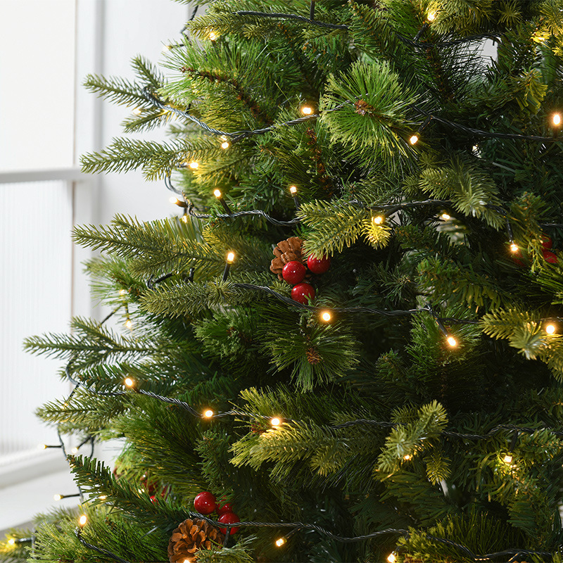 Hong Kong Heng Navidad transfronteriza 2,4 m gran conjunto de lujo árbol de Navidad hoja mixta con fruta decoración del hogar árbol de Navidad