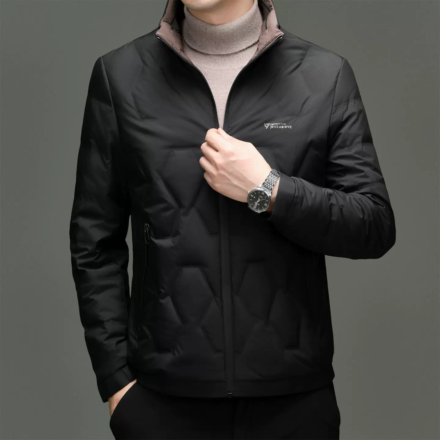 2025冬季新款男士休闲90白鸭绒羽绒服立领轻商务轻奢保暖外套